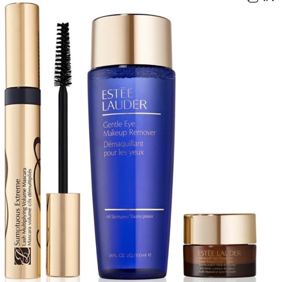 Estée Lauder 3 Piece Eye Set: FULL SIZED Makeup Remover, Mascara, & Eye Gel - Picture 1 of 8